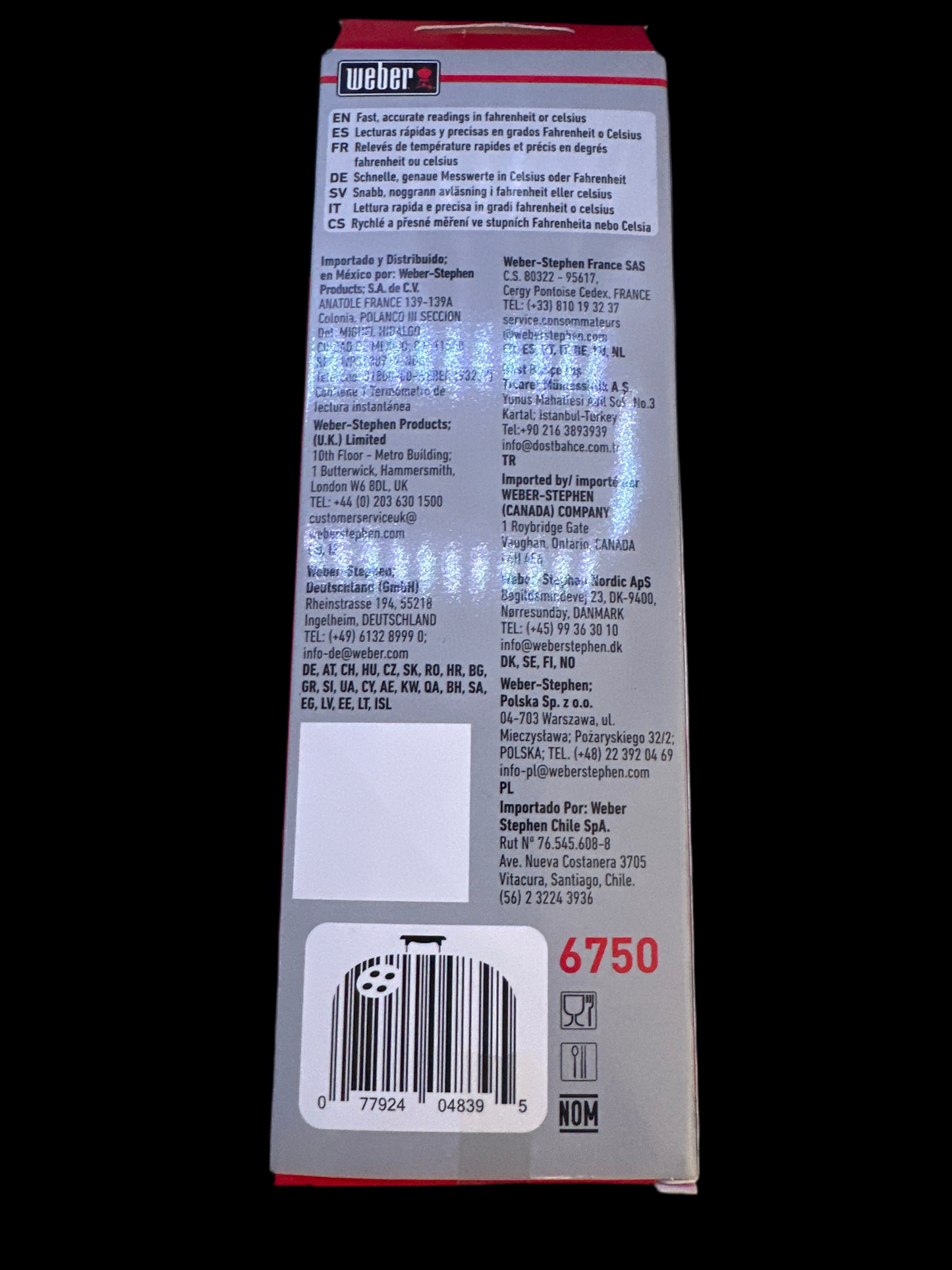 WEBER 6750 DIGITAL POCKET THERMOMETER INSTANT TEMPERATURE DETECTION