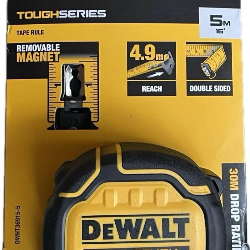 DeWalt Tough Series 5m 16' Double Sided Removable Magnet Tape Measure DWHT36915 with 4.9m Reach & 30m Drop Rating